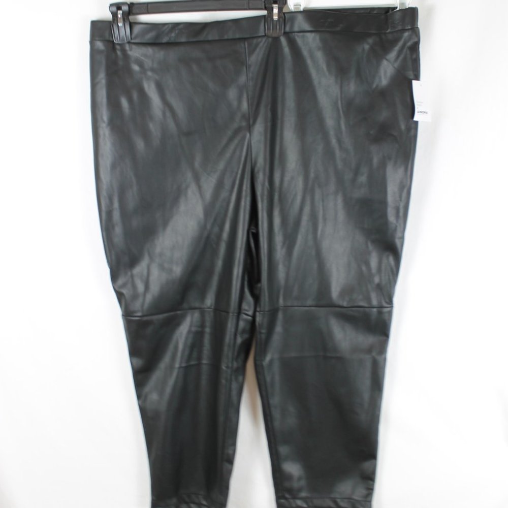 SONOMA Pants Woman Size 4X Black Denise Bidot Faux Leather Elastic Waist NWT
